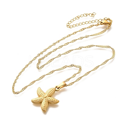 Summer Beach 304 Stainless Steel Pendant Rope Chain Necklaces for Women LS-STAS-Z108-01G-01-1