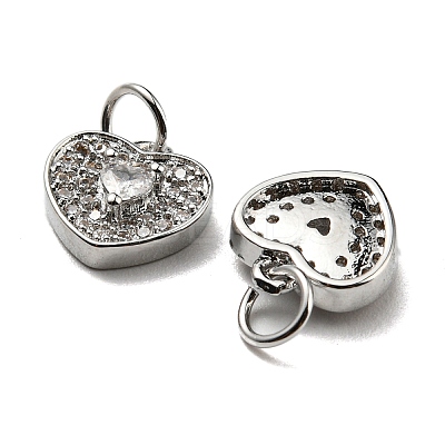 Brass Micro Pave Clear Cubic Zirconia Charms KK-G472-01P-1