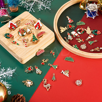 40Pcs 20 Style Christmas Rack Plating Alloy Enamel Pendants ENAM-TA0001-54-1