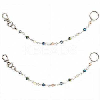 2Pcs Glass Beads Keychain HJEW-SC0002-30-1