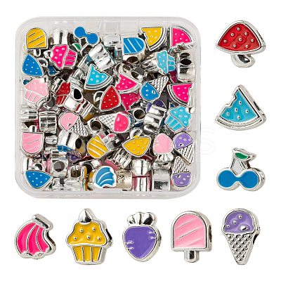 80Pcs 8 Style Food Series UV Plating Acrylic European Beads OACR-LS0001-08-1