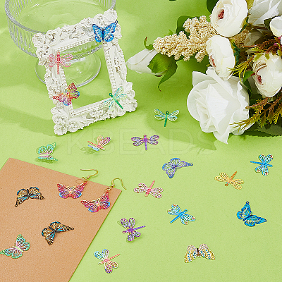 48Pcs 12 Styles Spray Painted 430 Stainless Steel Filigree Pendants STAS-HS0001-57-1