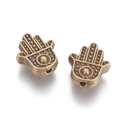 Tibetan Style Alloy Hamsa Hand/Hand of Fatima/Hand of Miriam Beads LS-TIBEB-7722-AB-NR-1