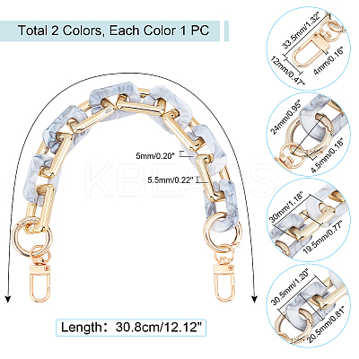 2Pcs 2 Colors Acrylic Cable Chains Bag Straps AJEW-PH0002-86-1