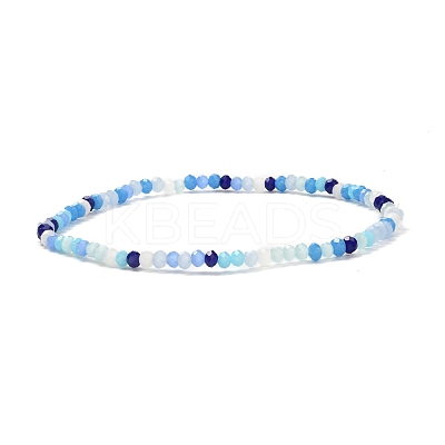 Faceted Round Glass Beads Stretch Bracelet for Teen Girl Women BJEW-JB07072-02-1
