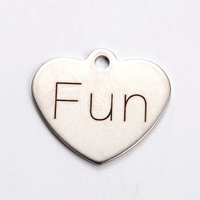 Non-Tarnish 201 Stainless Steel Heart Pendants STAS-L165-C15-1