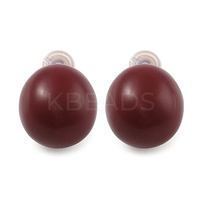 Brass Enamel Stud Earrings for Women EJEW-U055-23B-G-1
