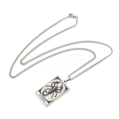 Non-Tarnish 304 Stainless Steel Tarot Pendant Necklaces NJEW-A026-01P-08-1