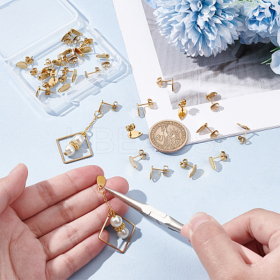 PVD Vacuum Plating 304 Stainless Steel Stud Earring Findings STAS-UN0015-55-1