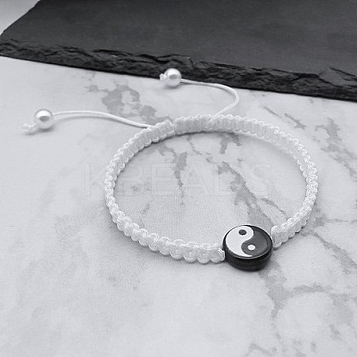 Yin-yang Resin Bead Braided Bead Bracelets PV1303-2-1