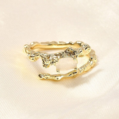 Oval Brass Cat Eye Cuff Rings for Women RJEW-U042-01G-1
