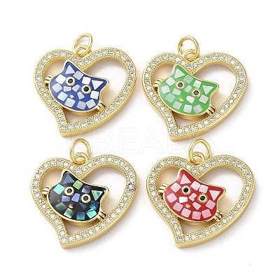 Valentine's Day Brass Micro Pave Clear Cubic Zirconia Pendants KK-C045-16G-1
