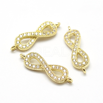 Brass Micro Pave Grade AAA Cubic Zirconia Links ZIRC-P071-09G-NR-1