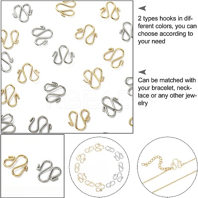 50Pcs 2 Colors 304 Stainless Steel Hook Clasps STAS-CJ0002-12-1