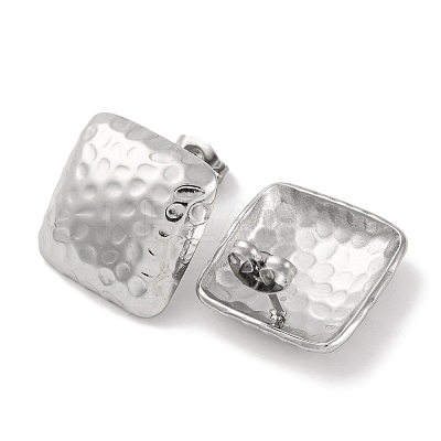 304 Stainless Steel Square Stud Earrings EJEW-D281-28S-1