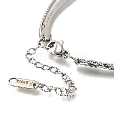 201 Stainless Steel Double Layer Snake Chain Necklaces STAS-B076-06P-1