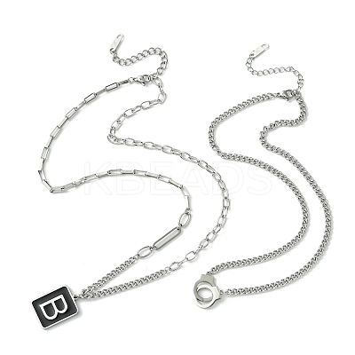 304 Stainless Steel Enamel Chain Necklaces NJEW-M078-07P-1
