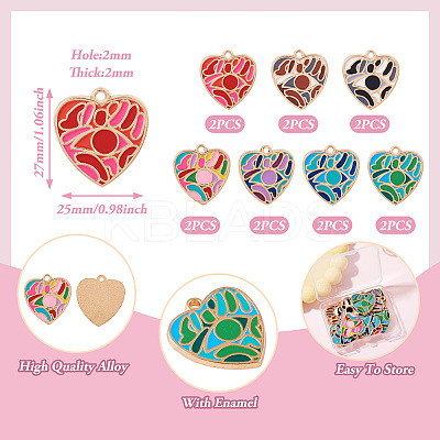14Pcs 7 Colors Rack Plating Alloy Enamel Pendants ENAM-TA0002-54-1