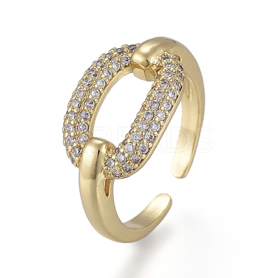 Brass Micro Pave Cubic Zirconia Cuff Rings RJEW-K232-08G-02-1