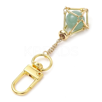 304 Stainless Steel Chain Pouch Natural Gemstone Pendant Decorations HJEW-JM01889-02-1