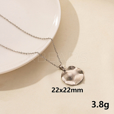 Stainless Steel Flat Round Pendant Necklaces FU8631-3-1
