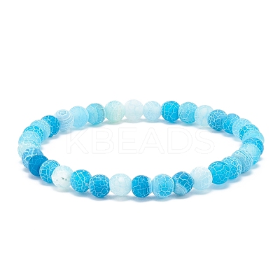 Natural Weathered Agate(Dyed) Round Beaded Stretch Bracelet BJEW-JB08363-03-1