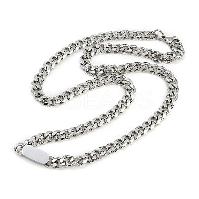 7MM 304 Stainless Steel Cuban Link Chain Necklaces for Women Men NJEW-Z093-03P-1