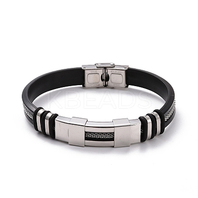 Men's Silicone Cord Bracelet LS-BJEW-M206-02BP-1