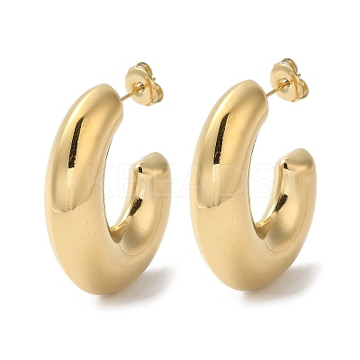 304 Stainless Steel Ring Stud Earrings EJEW-Z026-06G-1