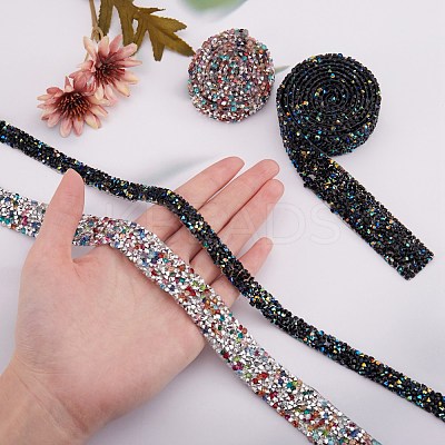 4 Yards 4 Styles Glitter Resin Hotfix Rhinestone(Hot Melt Adhesive On The Back) DIY-SZ0002-30-1