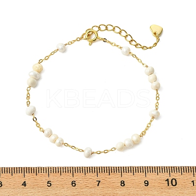 Potato Natural Cultured Freshwater Pearl Beads Link Bracelets BJEW-JB14128-1