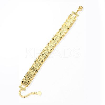 Brass Coin Link Chain Bracelet QR2720-1-1