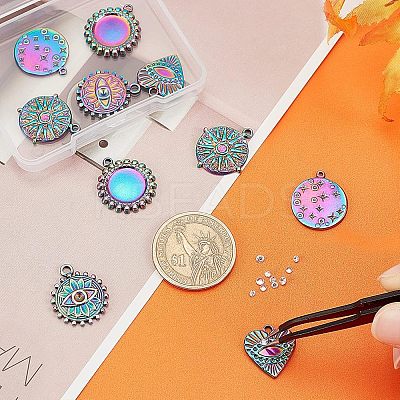 10Pcs 5 Style 304 Stainless Steel Pendant Rhinestone Cabochons STAS-UN0031-94-1