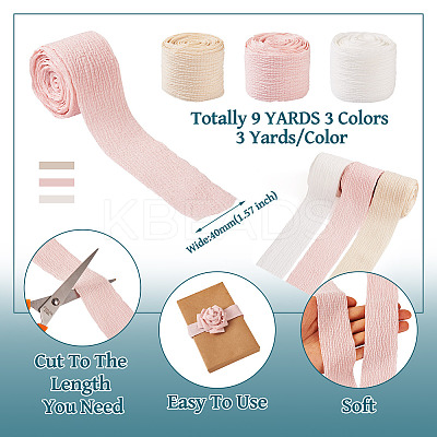 9 Yards 3 Colors Polycotton Pleated Ribbon OCOR-TA0002-07B-1