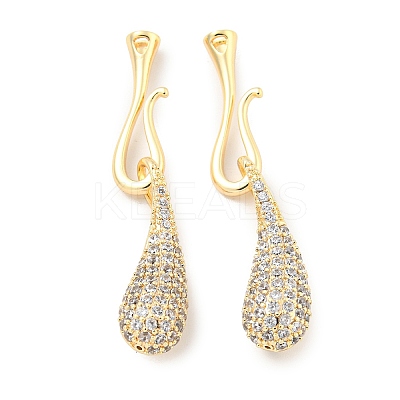 Brass Micro Pave Clear Cubic Zirconia S-Hook Clasps KK-L211-008G-1