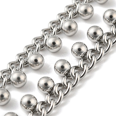 Non-Tarnish 304 Stainless Steel Round Ball Charms Link Chain Necklaces NJEW-G119-01P-1