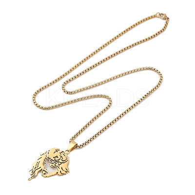 201 Stainless Steel Box Chain Hollow Christian Jesus Face Pendant Necklaces for Women Men LS-NJEW-U005-06G-1