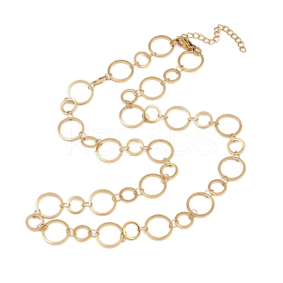 304 Stainless Steel 8MM and 12MM Ring Link Chain Necklaces NJEW-P343-02B-G-1