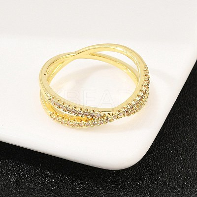 Brass Micro Pave Cubic Zirconia Finger Rings RJEW-D340-01G-01-1