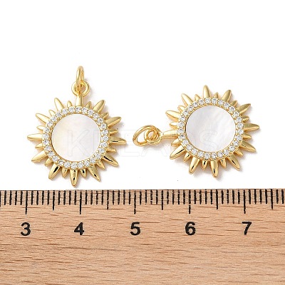 Brass Micro Pave Clear Cubic Zirconia Pendants KK-B083-36C-G-1