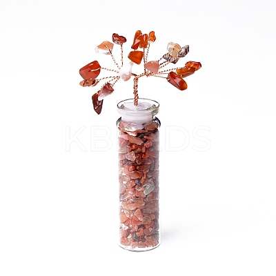 Natural Carnelian Chips Tree of Life Decorations DJEW-PW0012-042D-1