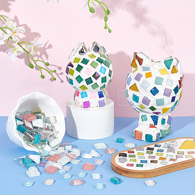 Light Color Series Glass Mosaic Cabochons GLAA-WH0032-10B-1