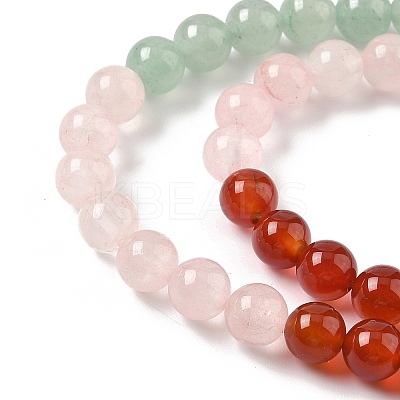 Chakra Natural Yellow Jade & Crystal Quartz & Green Aventurine & Rose Quartz & Carnelian & Sodalite & Amethyst Beads Strands G-NH0002-E03-6mm-1