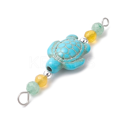 4Pcs 4 Colors Summer Beach Dyed Synthetic Turquoise Connector Charms PALLOY-JF03747-01-1