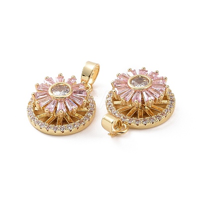 Real 18K Gold Plated Brass Micro Pave Clear Cubic Zirconia Pendants KK-E068-VC303-1