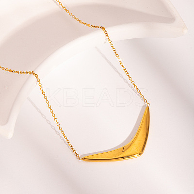 304 Stainless Steel V Shaped Pendant Necklaces for Women LS-NJEW-Z086-01G-1