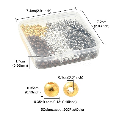 1000Pcs 5 Colors CCB Plastic Beads CCB-YW0001-10-1