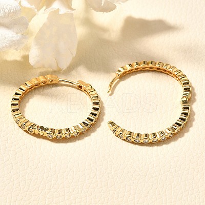 Rack Plating Brass Micro Pave Clear Cubic Zirconia Hoop Earrings for Women EJEW-C125-17A-G-1