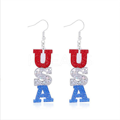 Independence Day Alloy Acrylic Dangle Earrings FS-WG49294-03-1