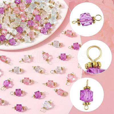 100Pcs Clear Acrylic Faceted Cube Connector Charms PALLOY-FS00042-01-1
